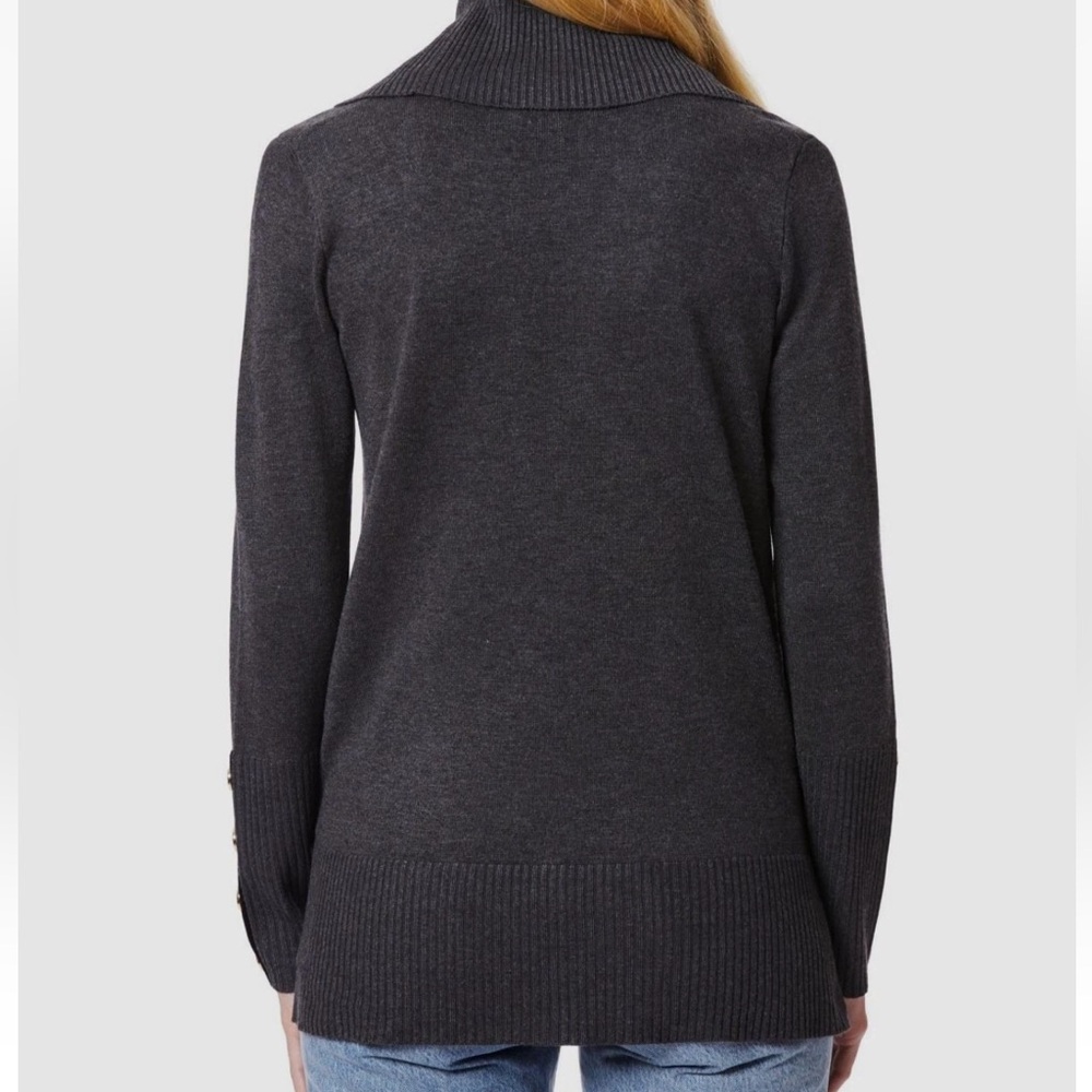 Melissa Paige Women's Gray Contrast-Cuff Cowl-Neck Sweater Size 1X - Picture 3 of 8